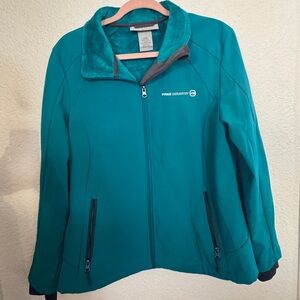 Women’s turquoise fur lined jacker.